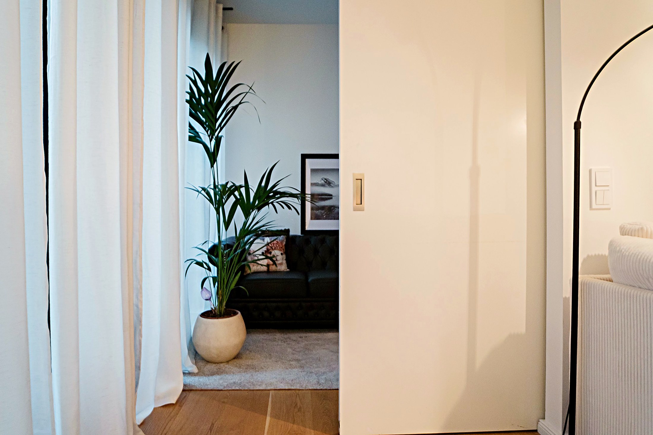 View from bedroom into living room